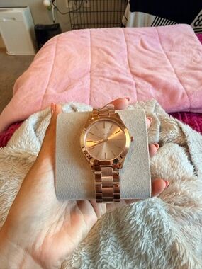 Michael Kors Rose Gold Tone Stainless Steel Link Watch